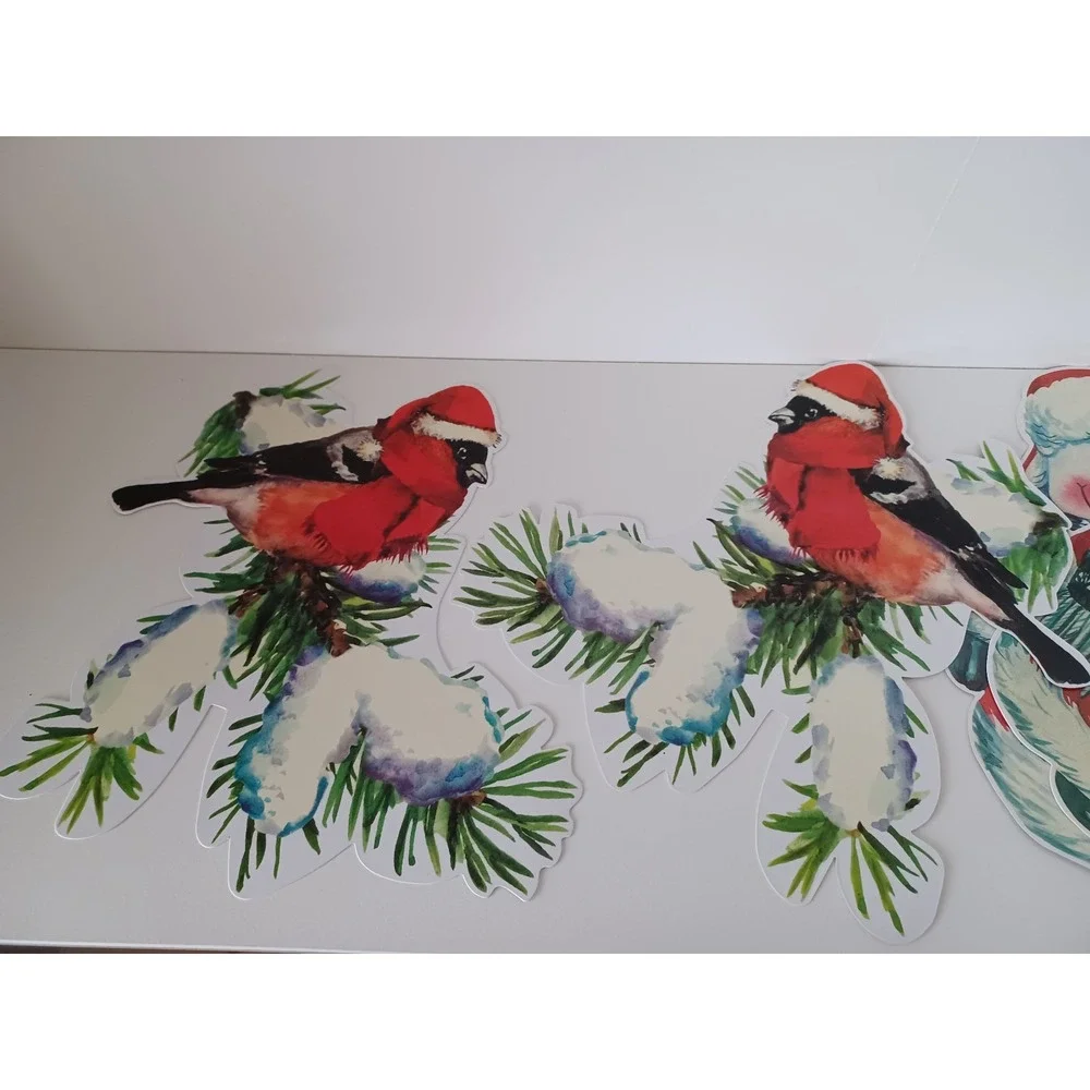 Vintage Looking Christmas Seasonal Holiday Wall Art Set of Six Decorations